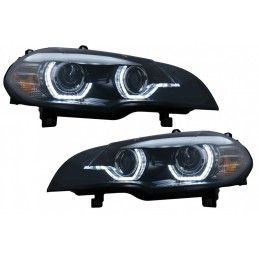 Xenon Headlights Angel Eyes 3D LED DRL suitable for BMW X5 E70 (2007-2010) Black AFS, Nouveaux produits kitt