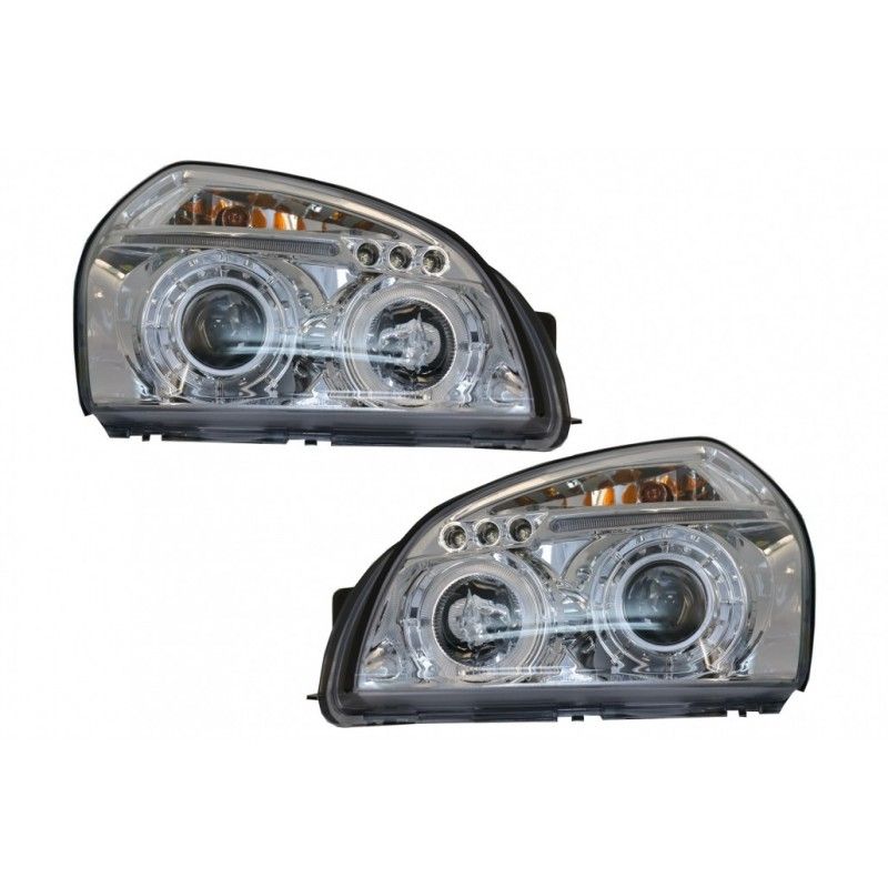 Angel Eyes Headlights Dual Halo Rims suitable for Hyundai Tucson (2004-2010) Chrome, Nouveaux produits kitt