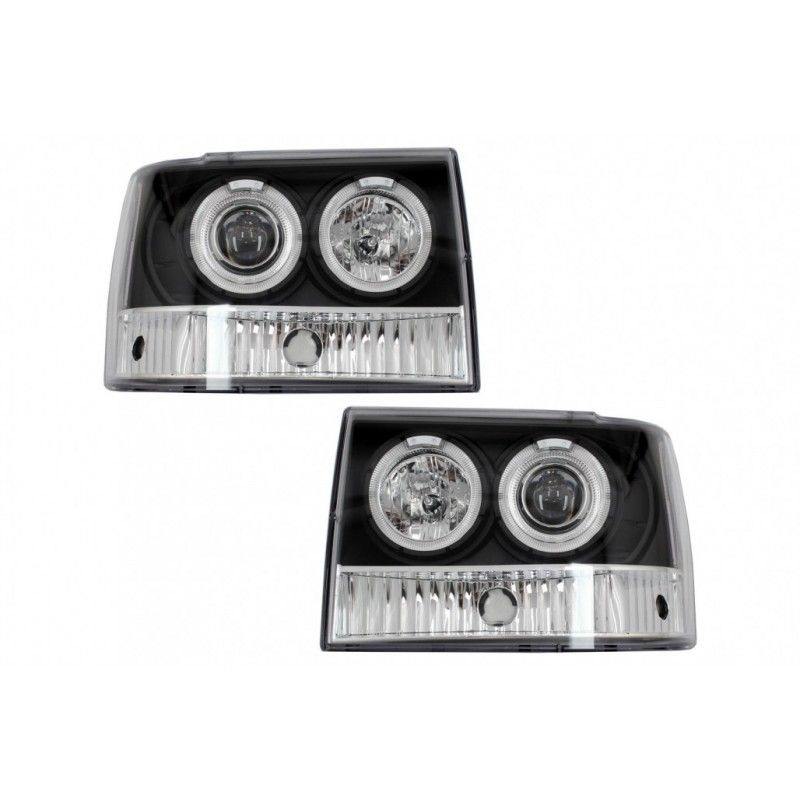 Headlights suitable for Jeep Grand Cherokee I ZJ (1993-1998) Angel Eyes Black, Nouveaux produits kitt