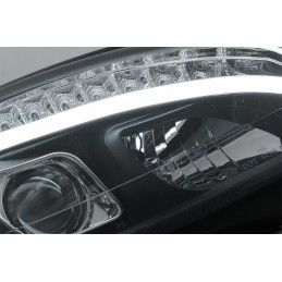 LED Headlights Tube Light suitable for Mercedes C-Class W204 S204 (2007-2010) Black with Sequential Dynamic Turning Lights, Nouv