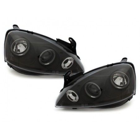 Headlights suitable for Opel Corsa C (2000-2006) Angel Eyes 2 Halo Rims Black, Nouveaux produits kitt