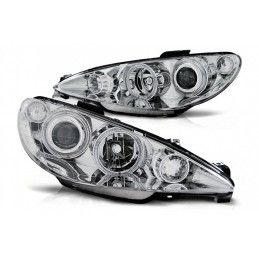 Headlights Angel Eyes suitable for PEUGEOT 206 (2002-2008) Chrome LHD & RHD, Nouveaux produits kitt