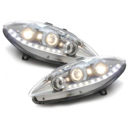 DAYLINE Headlights LED DRL suitable for Seat Leon 1P Altea Toledo MK3 (06.2005-2009) Chrome, Nouveaux produits kitt