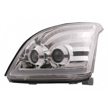 LED TUBE LIGHT Headlights suitable for Toyota Land Cruiser FJ120 (2003-2009) Chrome with Dynamic Secvential Turning Lights, Nouv