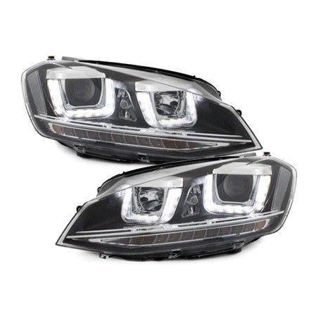 Headlights 3D LED DRL LED Turning Lights suitable for VW Golf 7 VII (2012-up) R-look Black, Nouveaux produits kitt