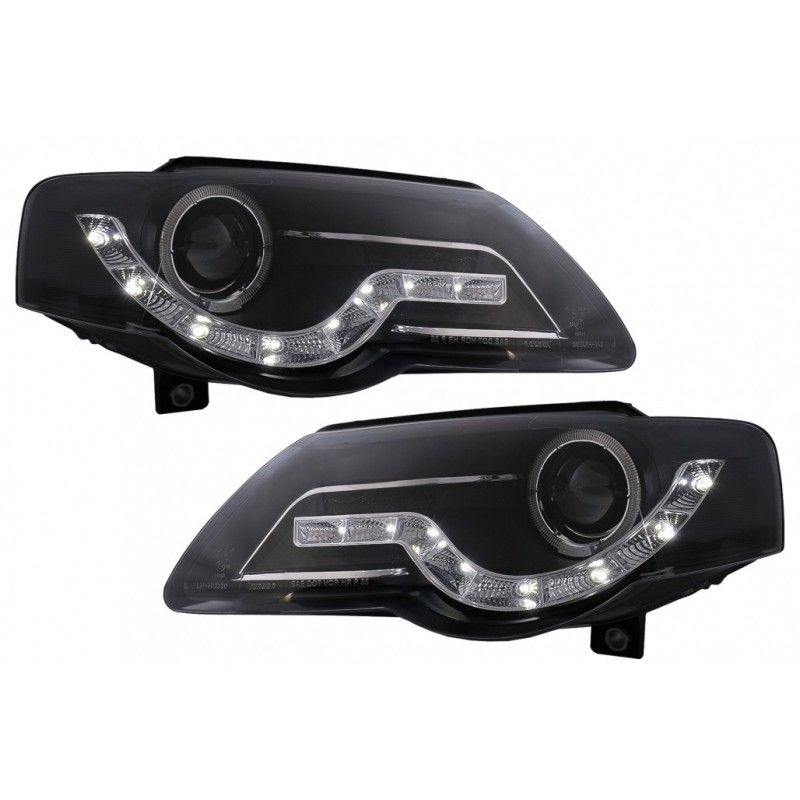 LED DRL Angel Eyes Headlights suitable for VW Passat B6 3C (03.2005-2010) Black, Nouveaux produits kitt