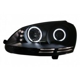 CCFL Angel Eyes LED Headlights suitable for VW Golf V 5 Jetta 5 (2004-2009) Black, Nouveaux produits kitt