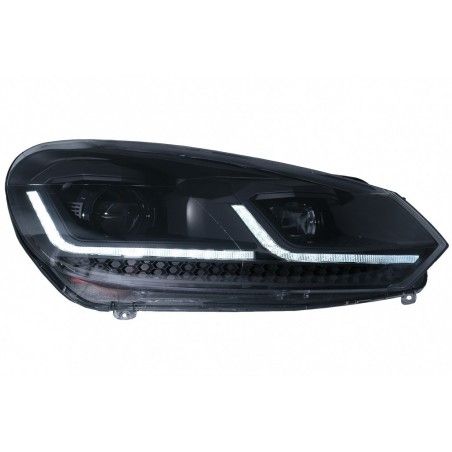 LED Headlights suitable for VW Golf 6 (2008-2013) with Facelift G7.5 Look Black Flowing Dynamic Sequential Turning Lights LHD, N