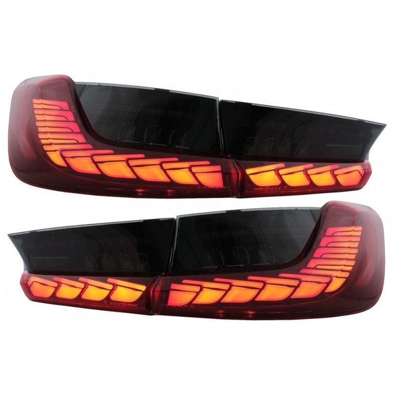 Full LED Taillights suitable for BMW 3 Series G20 G28 M3 G80 Sedan (2018-2022) Red Smoke with Dynamic Sequential Turning Light, 