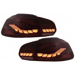 Taillights Full LED suitable for VW Golf 6 VI (2008-2013) Red Smoke with Sequential Dynamic Turning Lights (LHD and RHD), Nouvea