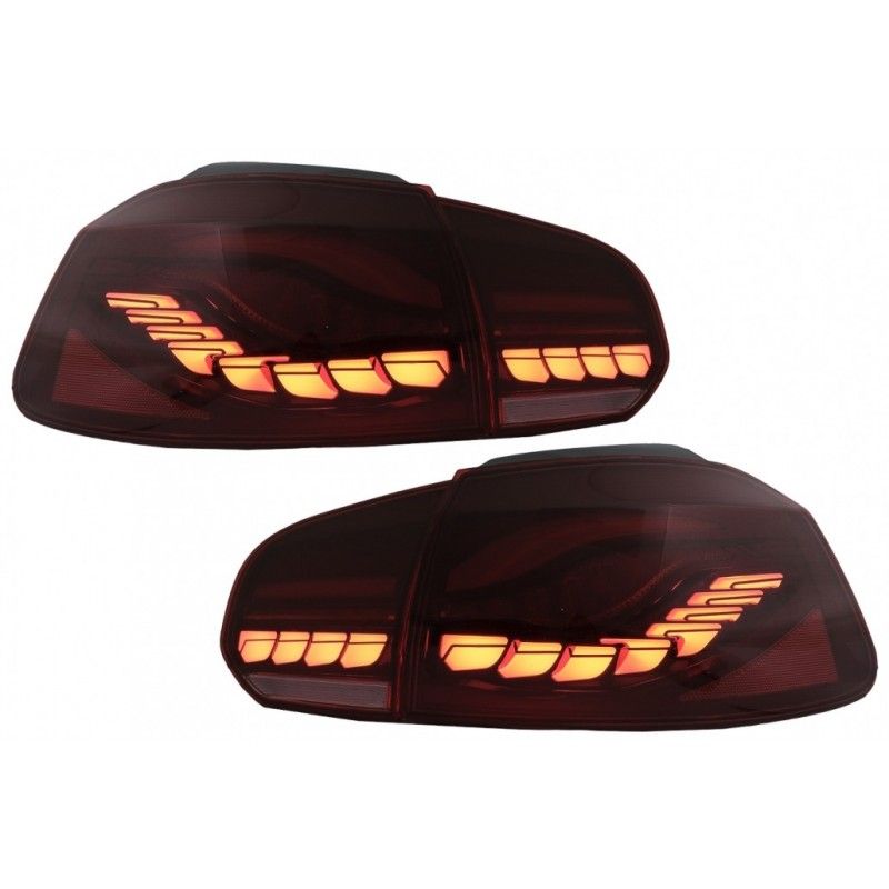 Taillights Full LED suitable for VW Golf 6 VI (2008-2013) Red Smoke with Sequential Dynamic Turning Lights (LHD and RHD), Nouvea