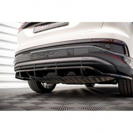 Maxton Central Rear Splitter (with vertical bars) Audi Q4 e-tron Sportback Mk1 Gloss Black, Nouveaux produits maxton-design