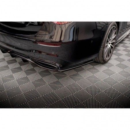 Maxton Central Rear Splitter (with vertical bars) Mercedes-Benz S AMG-Line W223 Gloss Black, Nouveaux produits maxton-design
