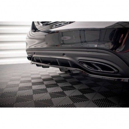Maxton Central Rear Splitter (with vertical bars) Mercedes-Benz C AMG-Line W205 Facelift Gloss Black, Nouveaux produits maxton-d