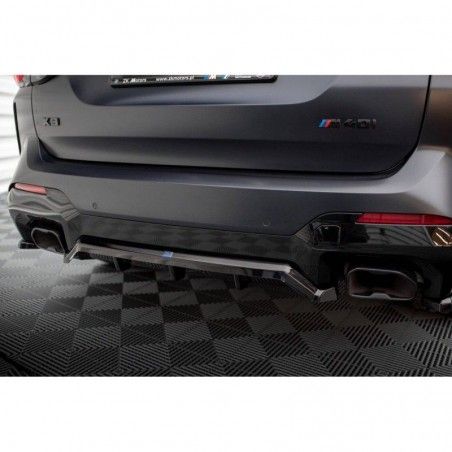 Maxton Central Rear Splitter (with vertical bars) BMW X3 M-Pack G01 Facelift Gloss Black, MAXTON DESIGN