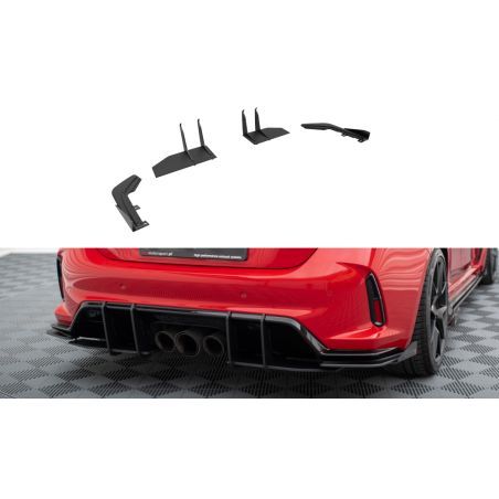 Maxton Street Pro Rear Side Splitters + Flaps Honda Civic Type-R Mk 11 Black-Red + Gloss Flaps, MAXTON DESIGN