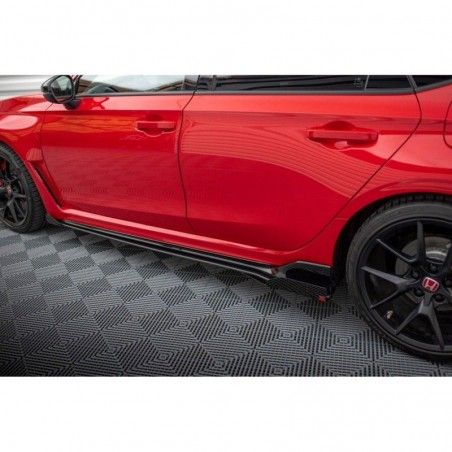 Maxton Street Pro Side Skirts Diffusers + Flaps Honda Civic Type-R Mk 11 Black-Red + Gloss Flaps, MAXTON DESIGN