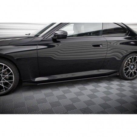 Maxton Street Pro Side Skirts Diffusers + Flaps BMW 2 Coupe G42 Black-Red + Gloss Flaps, MAXTON DESIGN