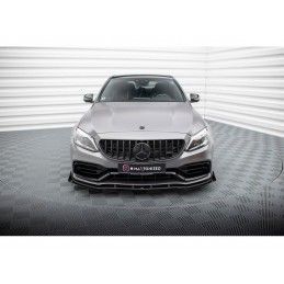 Maxton Street Pro Front Splitter + Flaps Mercedes-AMG C63 Sedan / Estate W205 Facelift Black + Gloss Flaps, MAXTON DESIGN