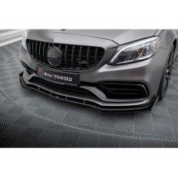 Maxton Street Pro Front Splitter + Flaps Mercedes-AMG C63 Sedan / Estate W205 Facelift Black + Gloss Flaps, MAXTON DESIGN