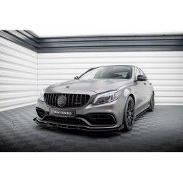 Maxton Street Pro Front Splitter + Flaps Mercedes-AMG C63 Sedan / Estate W205 Facelift Black + Gloss Flaps, MAXTON DESIGN