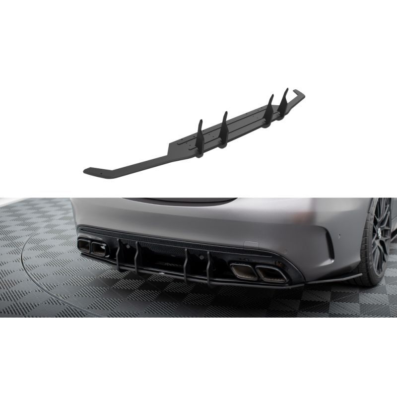 Maxton Street Pro Rear Diffuser Mercedes-AMG C63 Sedan / Estate W205 Facelift Black-Red, MAXTON DESIGN