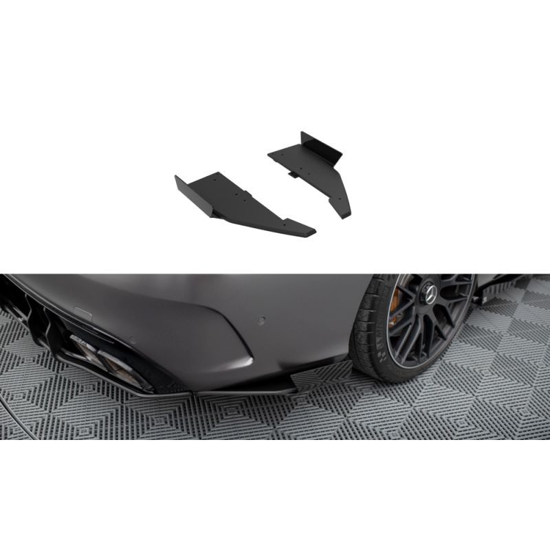 Maxton Street Pro Rear Side Splitters + Flaps Mercedes-AMG C63 Sedan / Estate W205 Facelift Black + Gloss Flaps, MAXTON DESIGN