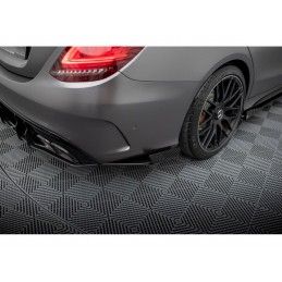Maxton Street Pro Rear Side Splitters + Flaps Mercedes-AMG C63 Sedan / Estate W205 Facelift Black + Gloss Flaps, MAXTON DESIGN