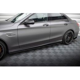 Maxton Street Pro Side Skirts Diffusers Mercedes-AMG C63 Sedan / Estate W205 Facelift Black-Red, MAXTON DESIGN