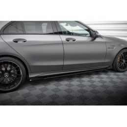 Maxton Street Pro Side Skirts Diffusers + Flaps Mercedes-AMG C63 Sedan / Estate W205 Facelift Black + Gloss Flaps, MAXTON DESIGN