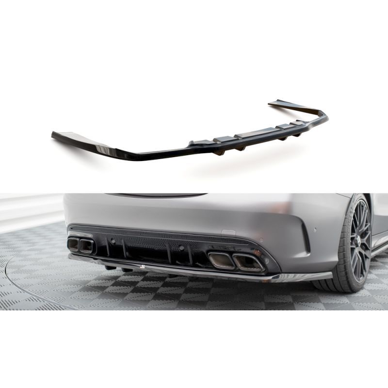 Maxton Central Rear Splitter (with vertical bars) Mercedes-AMG C63 Sedan / Estate W205 Facelift, MAXTON DESIGN