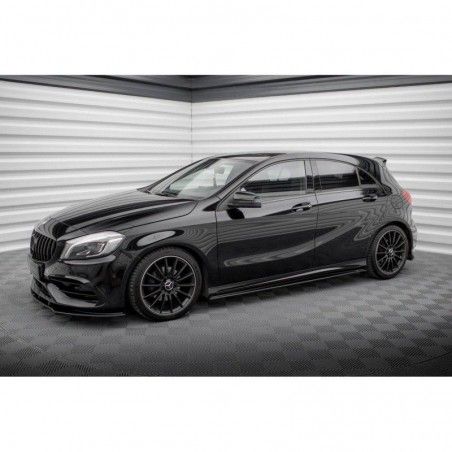 Maxton Street Pro Side Skirts Diffusers Mercedes-Benz A AMG-Line W176 Facelift Black, MAXTON DESIGN