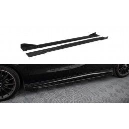 Maxton Street Pro Side Skirts Diffusers + Flaps Mercedes-Benz A AMG-Line W176 Facelift Black + Gloss Flaps, MAXTON DESIGN