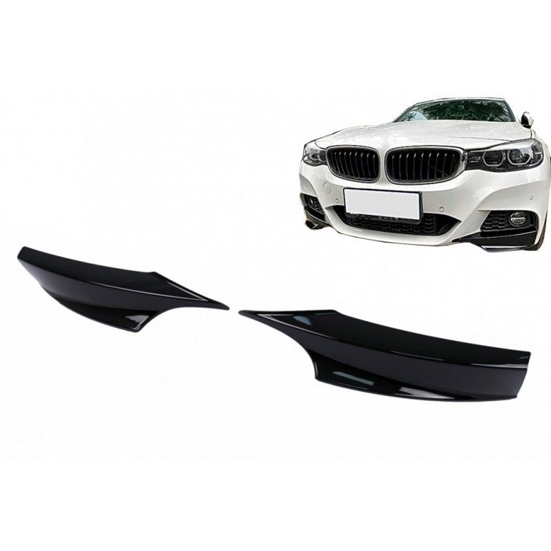 Front Bumper Side Splitters suitable for BMW 3 Series F34 GT (2013-2020) Piano Black, Nouveaux produits kitt