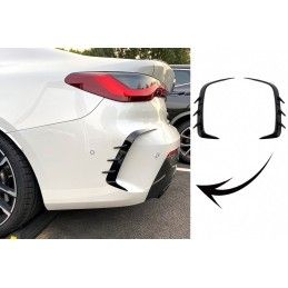 Rear Bumper Flaps Side Fins Flics suitable for BMW 4 Series G22 Coupe (2020-Up) M Tech Piano Black, Nouveaux produits kitt