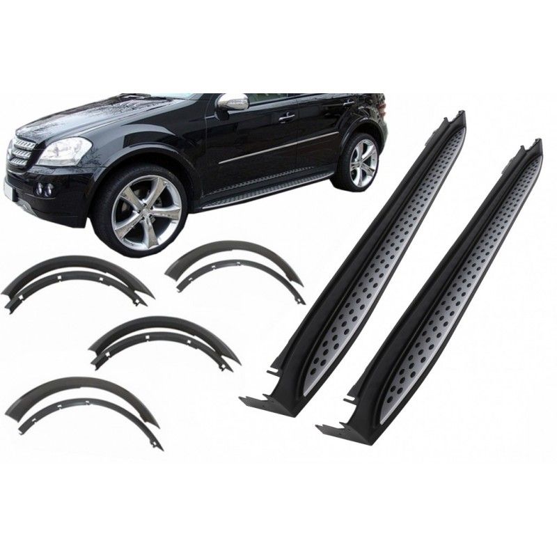 Kit Running Boards Side Steps with Fender Flares Wheel Arches suitable for Mercedes M-Class ML W164 (2005-2011), Nouveaux produi