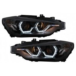 LED DRL Angel Eyes Headlights suitable for BMW 3 Series F30 F31 LCI Sedan Touring (2015-2019) Black, Nouveaux produits kitt