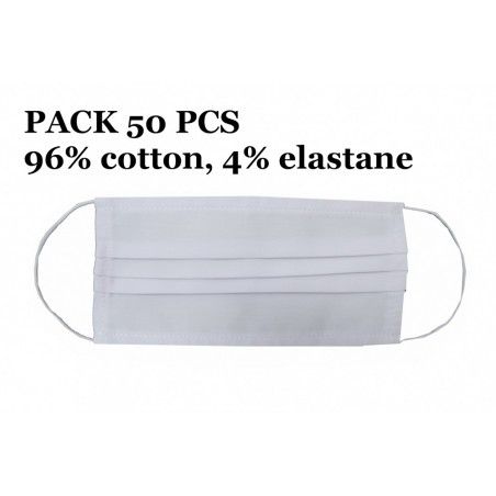 Package of 50 Reusable Mask with Folds 96% Cotton and 4% Elastane 2 Layers Unisex Washable, Nouveaux produits kitt