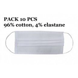 Package of 10 Reusable Mask with Folds 96% Cotton and 4% Elastane 2 Layers Unisex Washable, Nouveaux produits kitt