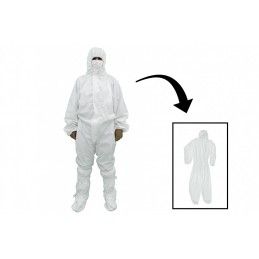 Coverall Overall Dustproof Workwear Jumpsuit Cotton and Polyethylene with Hood Washable size XXL, Waterproof, Washable, Nouveaux