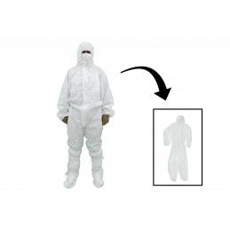 Coverall Overall Dustproof Workwear Jumpsuit Cotton and Polyethylene with Hood Washable size L, Waterproof, Washable, Nouveaux p