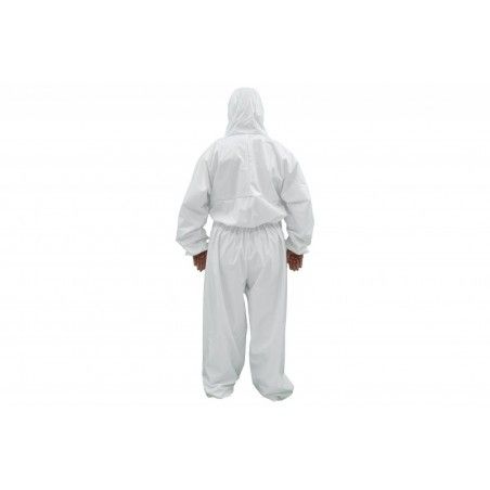 Coverall Overall Dustproof Workwear Jumpsuit Cotton and Polyethylene with Hood Washable size XL, Waterproof, Washable, Nouveaux 