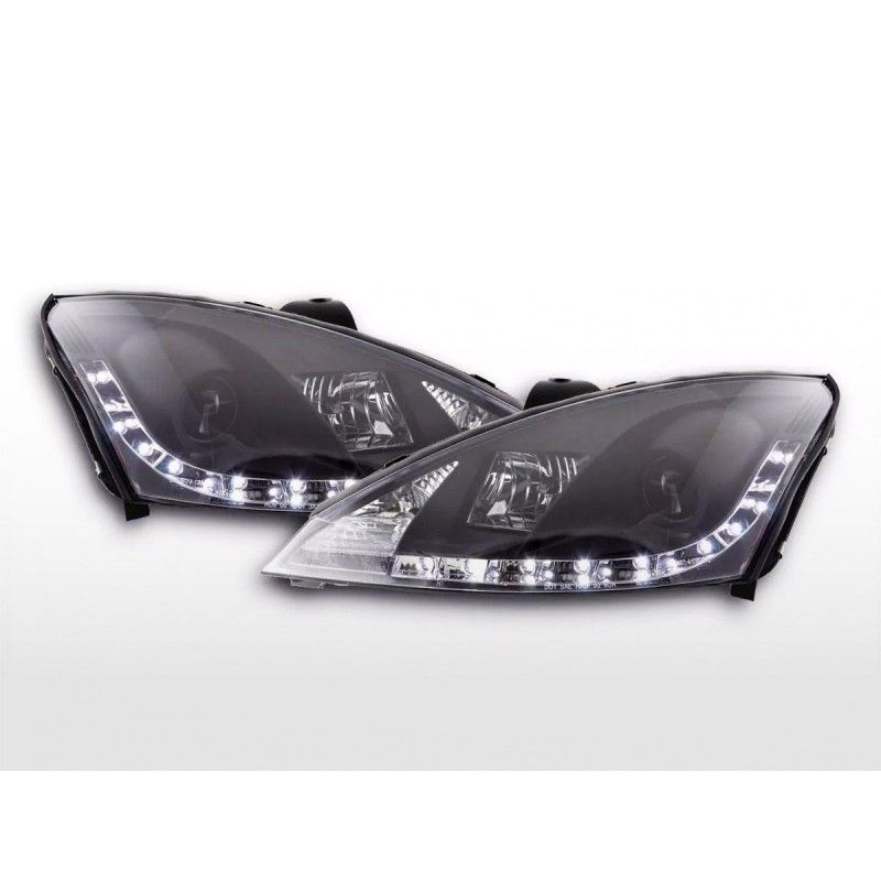 Phare Daylight à LED DRL look Ford Focus 3/4/5 portes. 01-04 noir pour véhicules avec direction à droite, Focus I 98-05 Phare Daylight à LED DRL look Ford Focus 3/4/5 portes. 01-04 noir pour véhicules avec direction à droite, Focus I 98-05