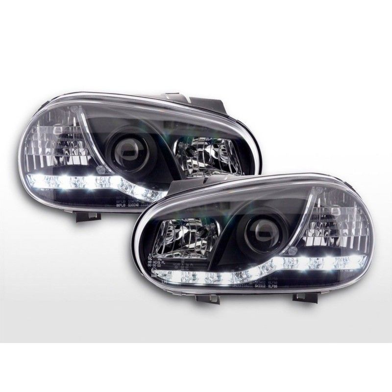 Phares Daylight LED feux de jour VW Golf 4 97-03 noir pour conduite à droite, Golf 4