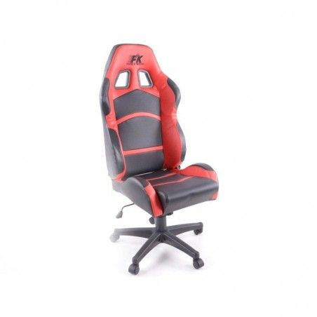 Chaise de bureau pivotante FK Sports Seat Chaise de bureau pivotante Cyberstar en cuir synthétique noir / rouge, Sièges de burea