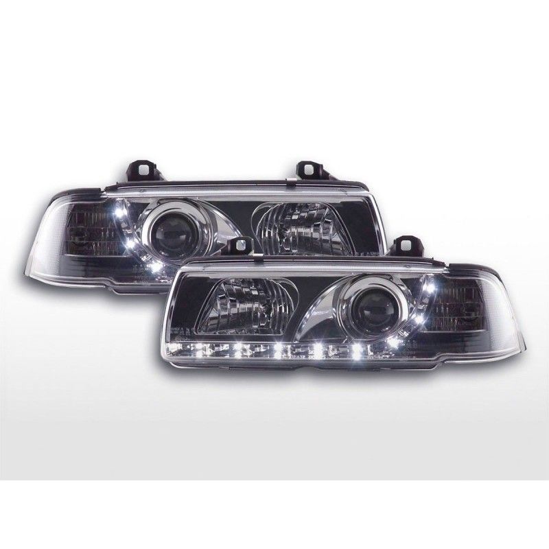 Phare Daylight LED DRL look BMW Série 3 Coupé, Cabrio type E36 92-98 chrome, Serie 3 E36 Coupé/Cab