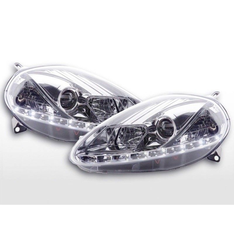 Phare Daylight LED DRL look Fiat Grande Punto type 199 08- chromé, Grande Punto (199)