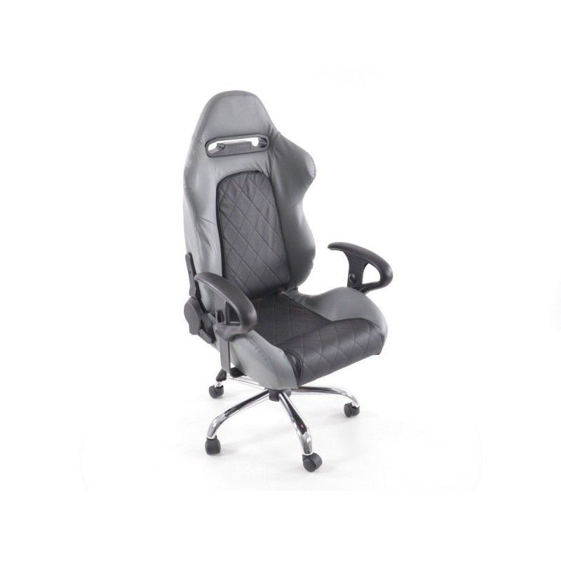Chaise de bureau pivotante FK Sports Seat Lincoln Chaise de direction noire / grise Chaise de bureau pivotante, Sièges de bureau