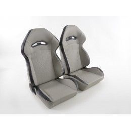 Sièges sport FK Sièges auto demi-coque en cuir synthétique gris coutures noires, Sièges