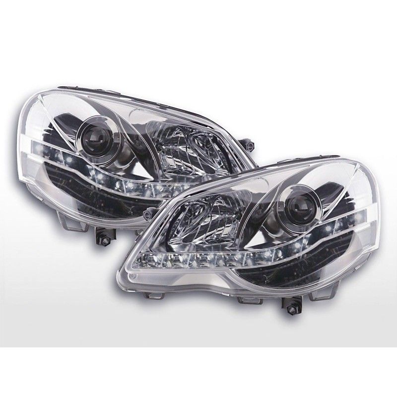 Phare Daylight LED DRL look VW Polo type 9N3 05-09 chrome, Polo IV 9N/9N3 01-09